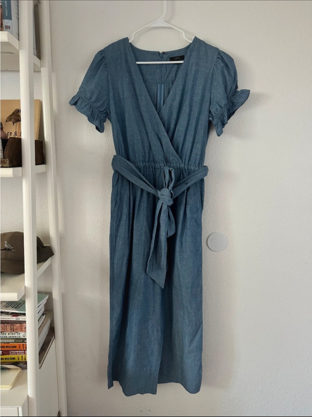 J crew chambray ruffle sleeve jumpsuit. Size 6.